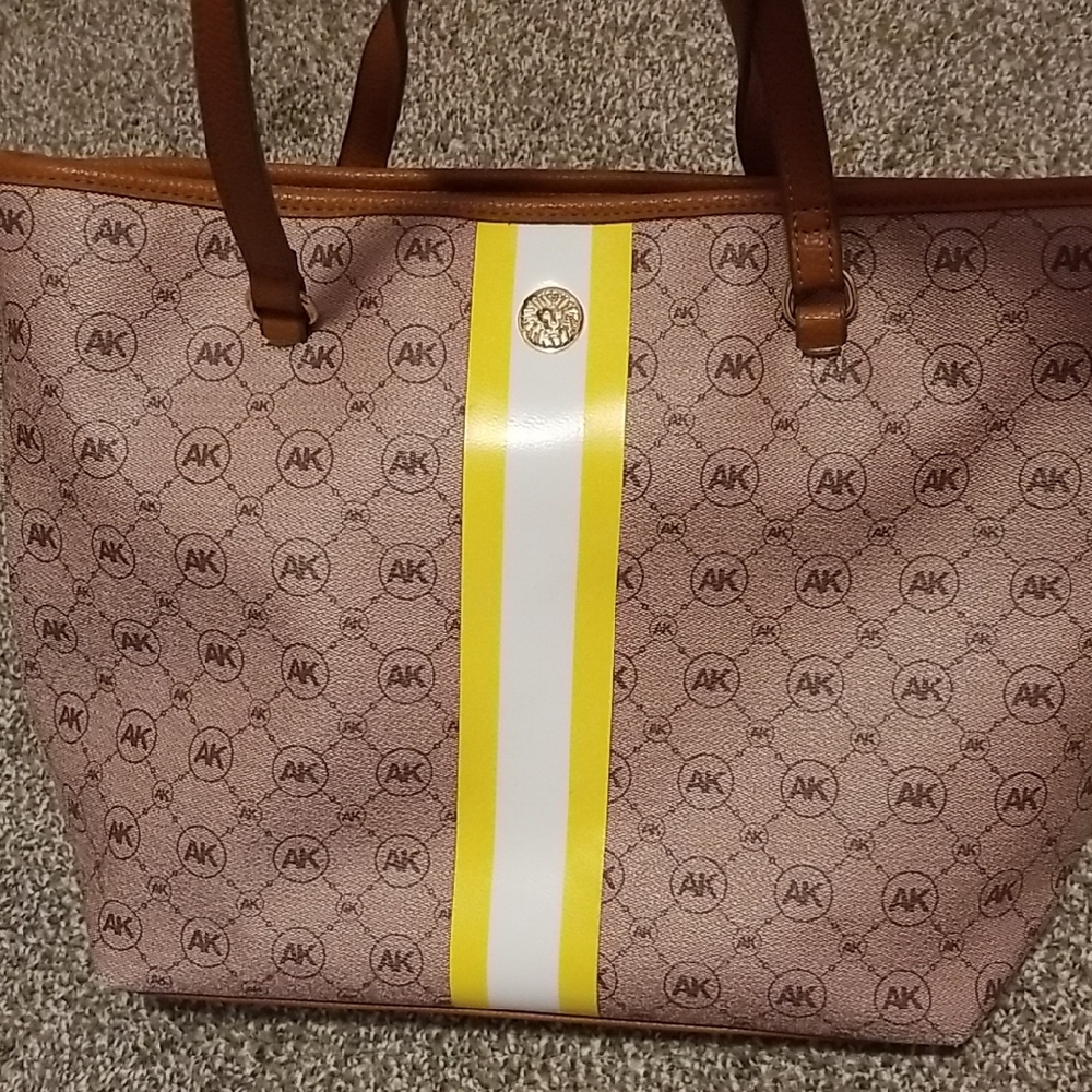 Anne Klein Brown and Yellow Tote Bag with Elegant Design